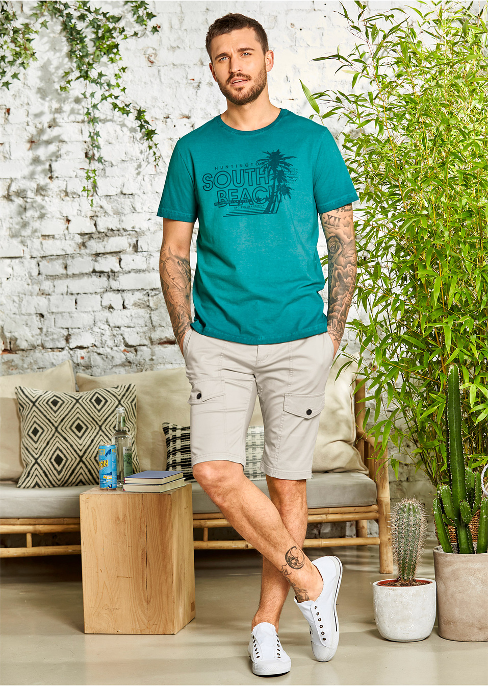 T-shirt με washed look-bpc bonprix collection