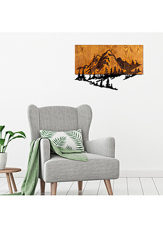 Διακοσμητικό τοίχου ξύλινο & μεταλλικό Mountain 2 58x38 εκ.-