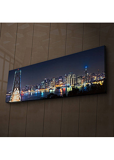 Διακοσμητικός πίνακας σε καμβά με LED φωτισμό & ξύλινη κορνίζα 3090IACT-37 30x90 εκ.-