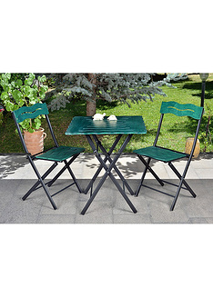 Σετ 1 τραπέζι + 2 καρέκλες από ξύλο (3 τεμ.) Bistro Set 6 Πράσινο, Μαύρο 379VLV1506 60xx73x60 εκ.-