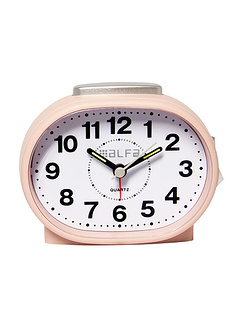 Ρολόι επιτραπέζιο AltC-60169 Alfaone αναλογικό αθόρυβο με φωτισμό Ροζ rubber-Ασημί-ALFAONE