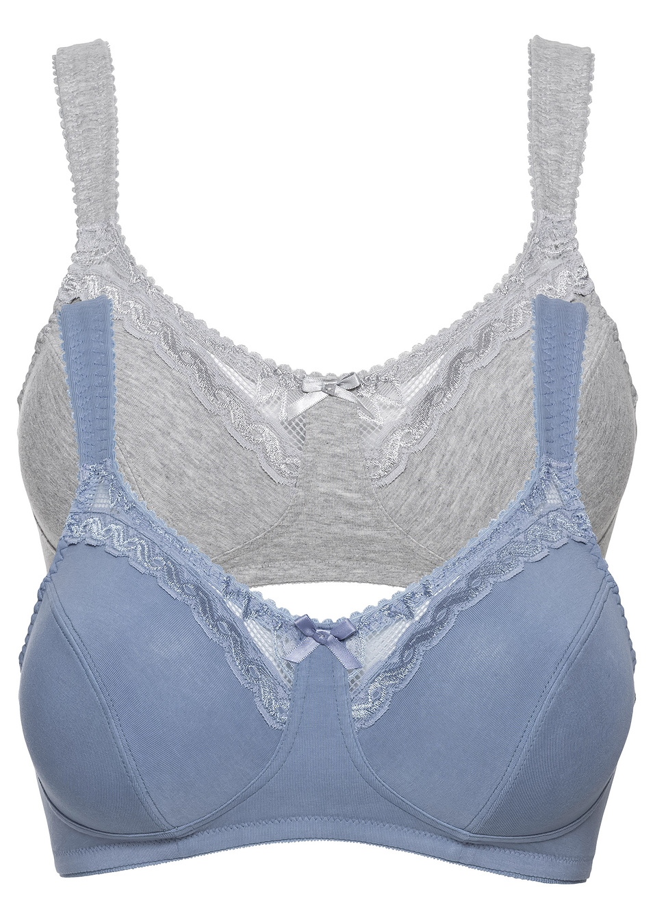 Σουτιέν (συσκευασία των 2)-Γκρι μελανζέ + Μπλε-bpc bonprix collection