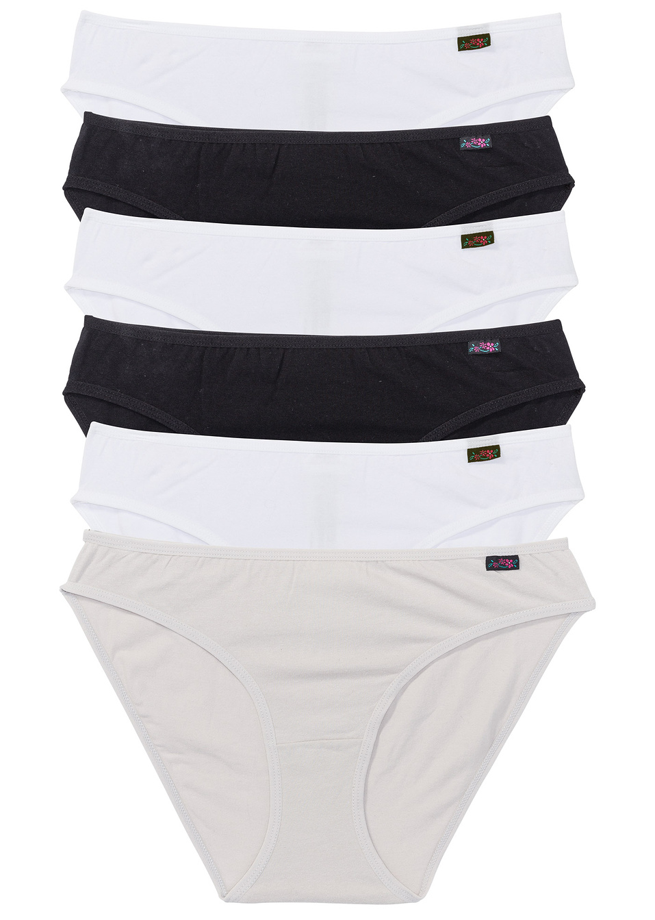 Бикини (опаковка с 6 бр.)-Черно/Бяло/Сиво-