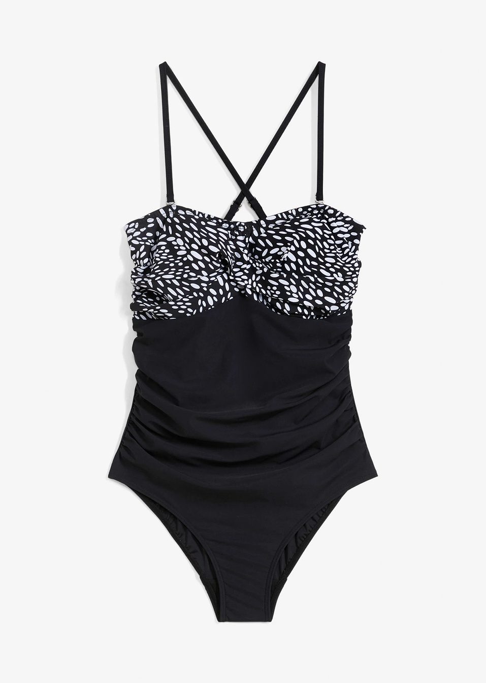 Ολόσωμο μαγιό που σμιλεύει-Μαύρο/Λευκό-BODYFLIRT