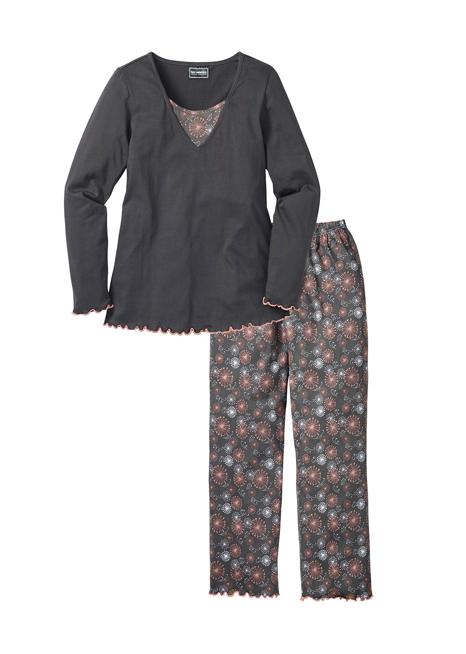 Πιτζάμα-Γκρι εμπριμέ-