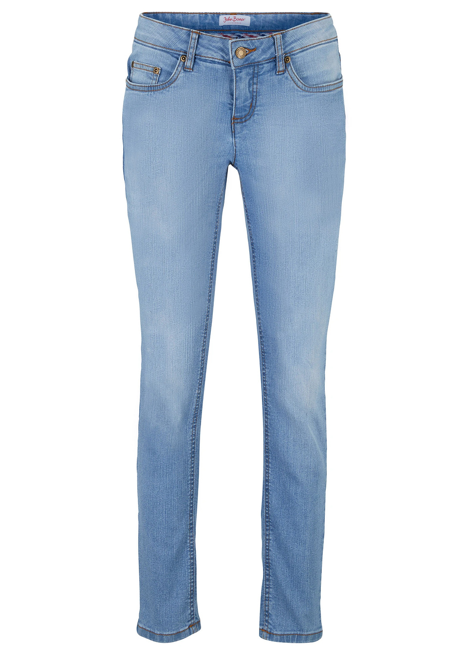 Еластични дънки skinny, средна талия-Светло синьо с износен ефект-John Baner JEANSWEAR