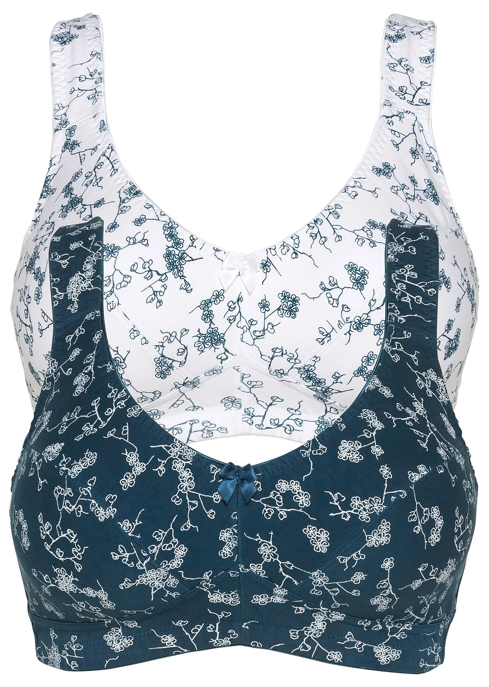 Σουτιέν (συσκευασία των 2)-Πετρόλ σκούρο εμπριμέ + Λευκό εμπριμέ-