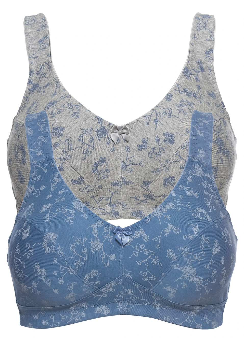 Σουτιέν (συσκευασία των 2)-Μπλε denim + Γκρι μελανζέ-