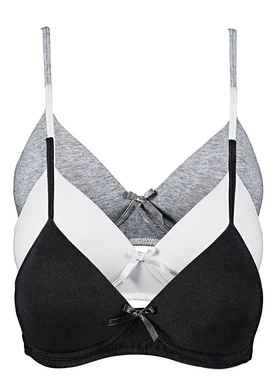 Σουτιέν με επένδυση (συσκευασία των 3)-Μαύρο + Λευκό + Γκρι μελανζέ-