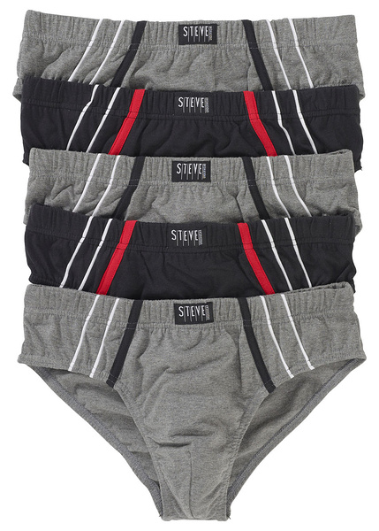 Слипове (опаковка с 5 бр.)-Черно + Сиво меланжирано-