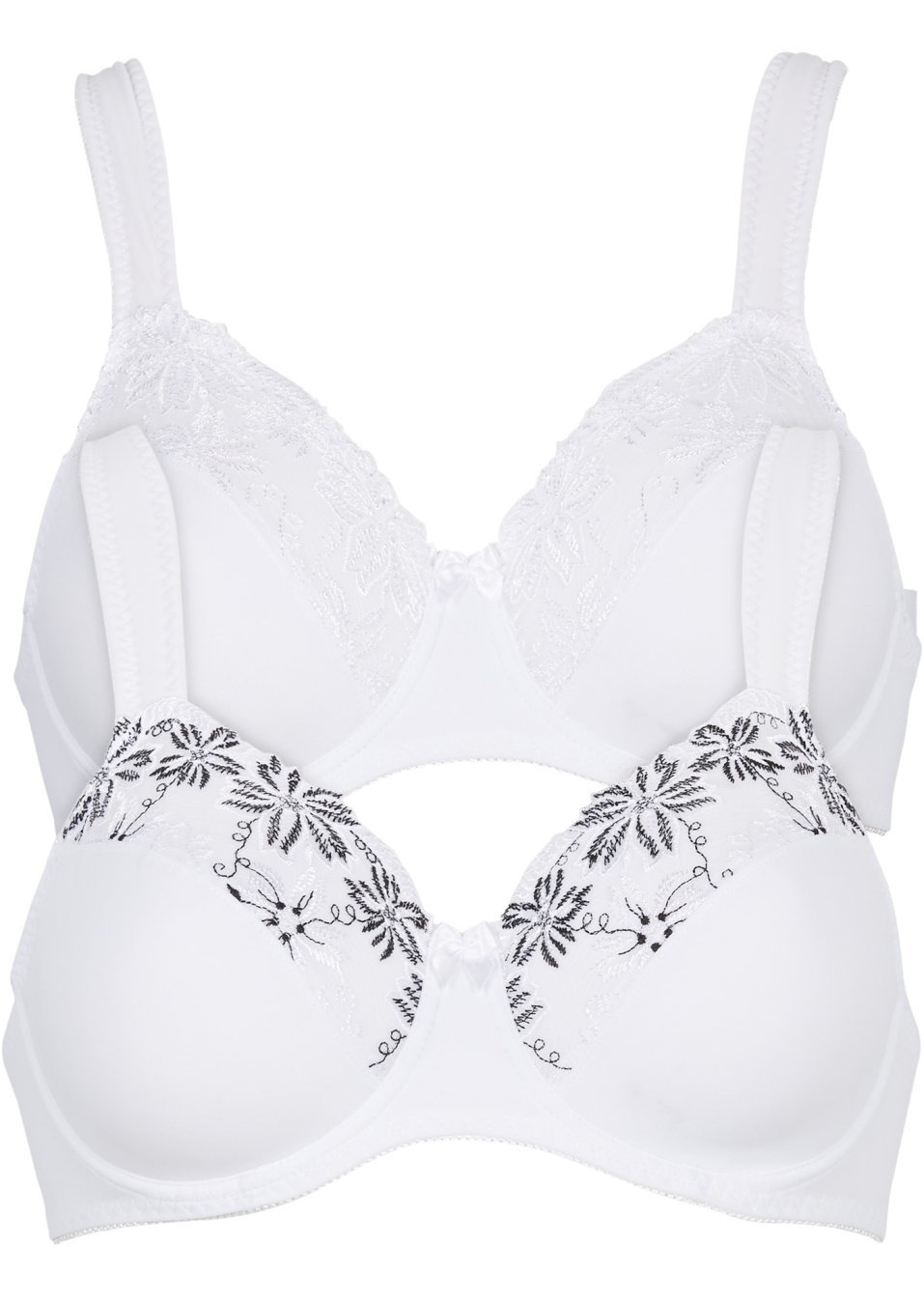 Σουτιέν (συσκευασία των 2)-Λευκό + Λευκό/Μαύρο-bpc selection bonprix collection