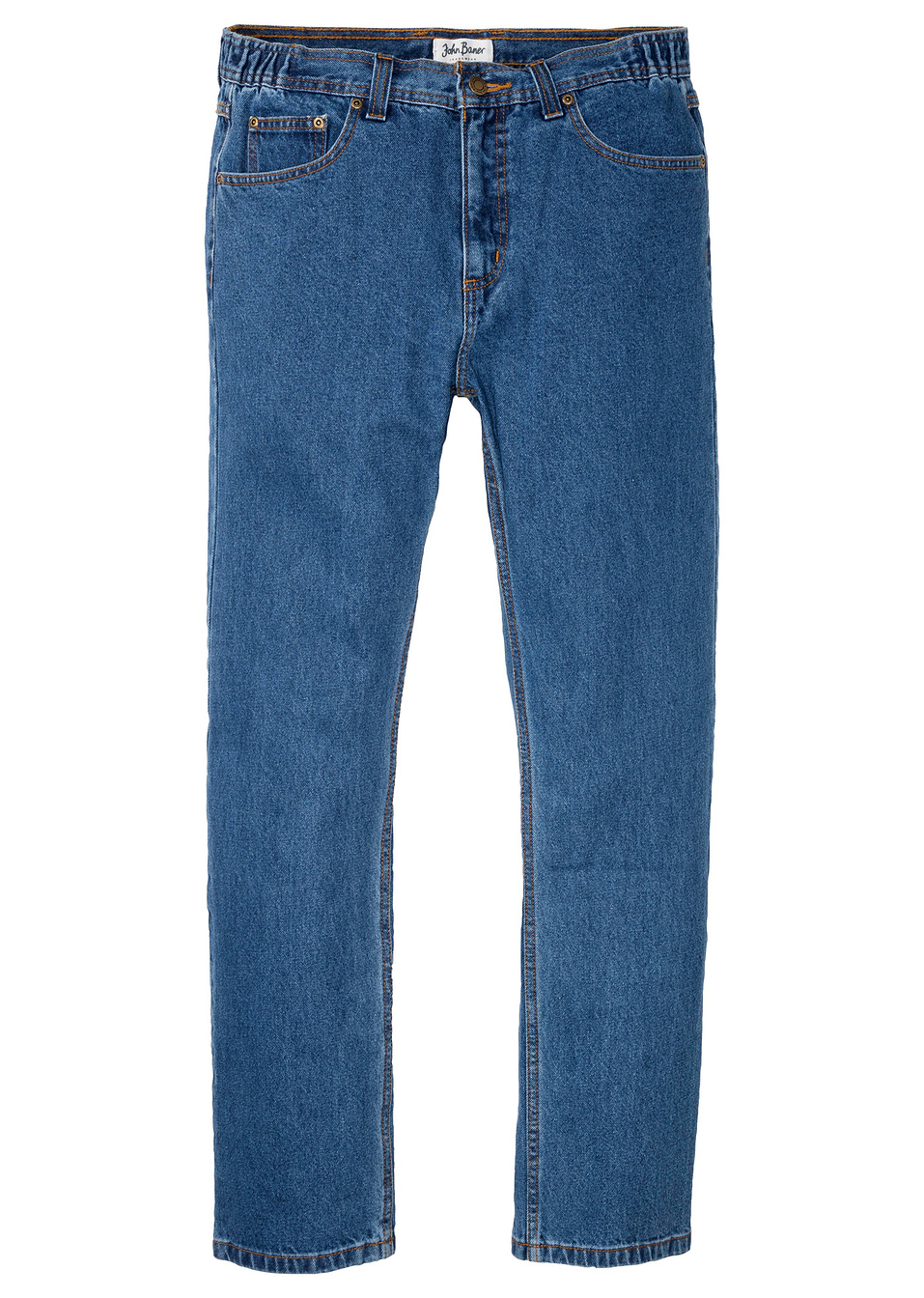 Дънки с полуеластична талия classic fit, straight-Синьо деним-