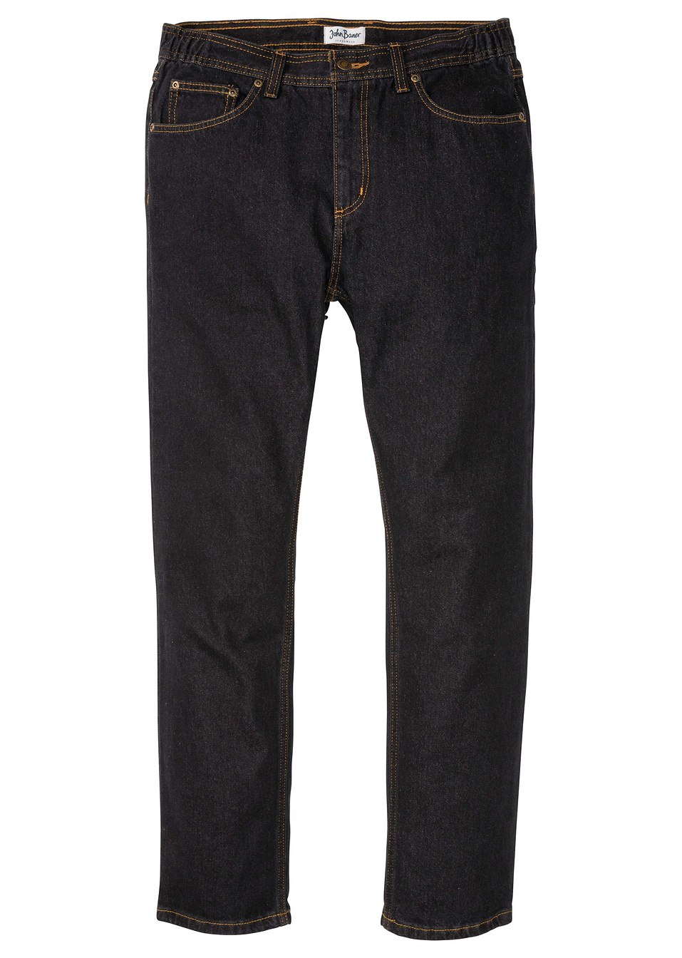 Дънки с полуеластична талия classic fit, straight-Черно деним-