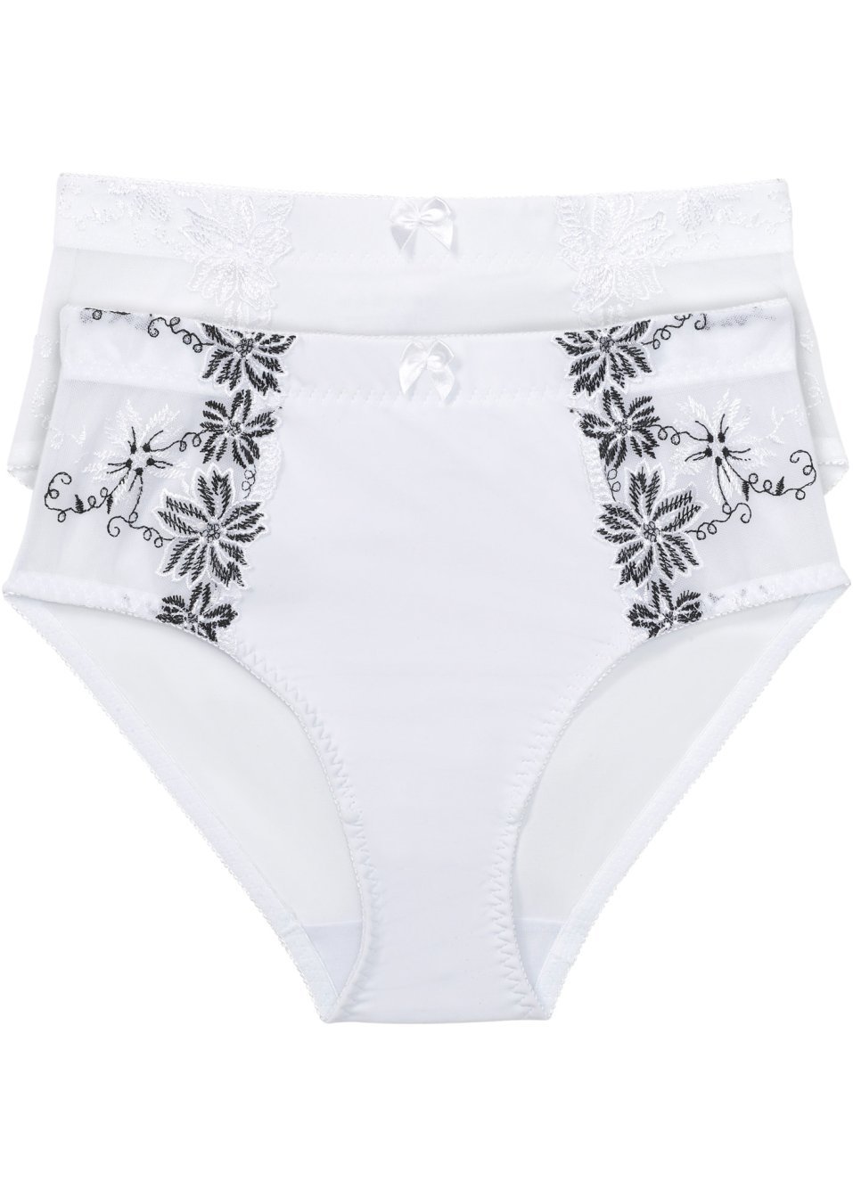 Оформящи бикини (опаковка с 2 бр.)-Бяло + Бяло/Черно-bpc selection bonprix collection