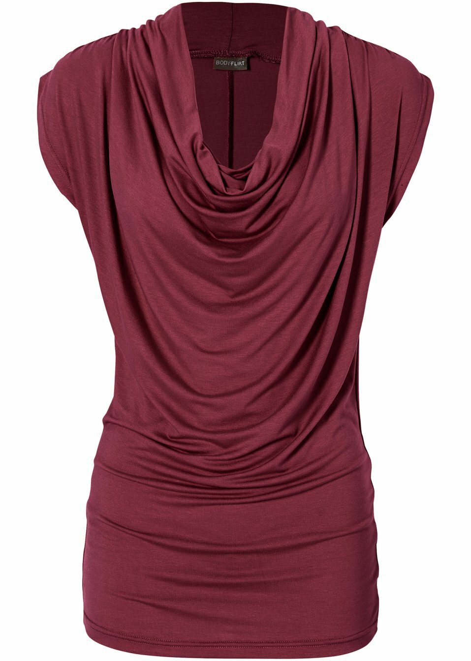 Μπλούζα με ντραπέ λαιμόκοψη-Μπορντό-BODYFLIRT