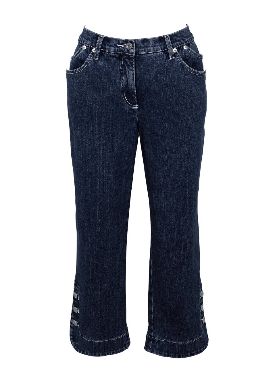 Дънки капри-Тъмно синьо с изтрит ефект-bpc selection bonprix collection