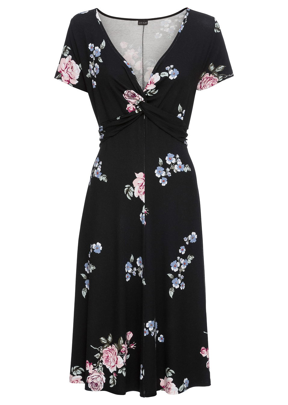 Рокля от жарсе-Черно флорално-BODYFLIRT
