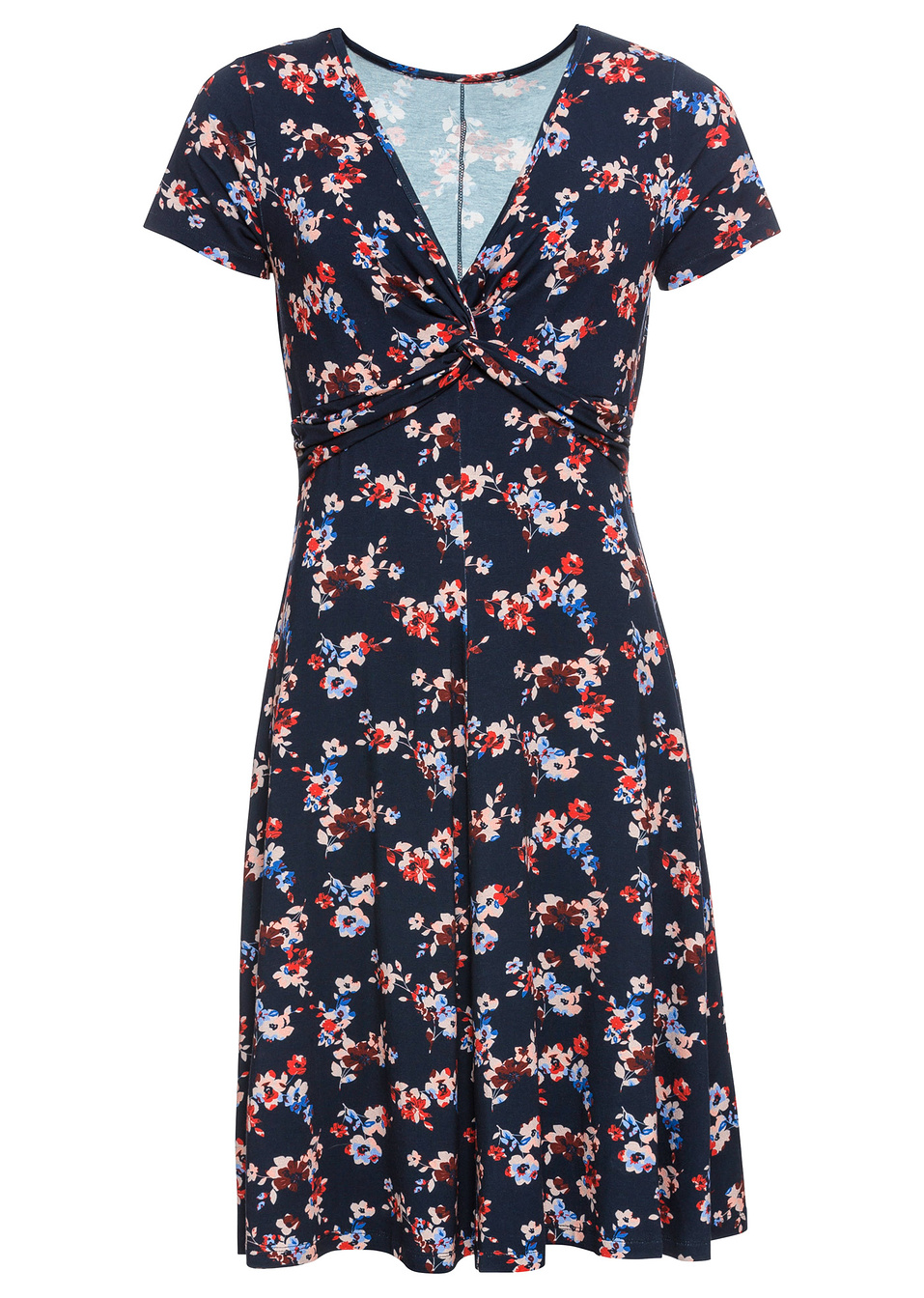 Рокля от жарсе-Синьо тъмно флорално-BODYFLIRT