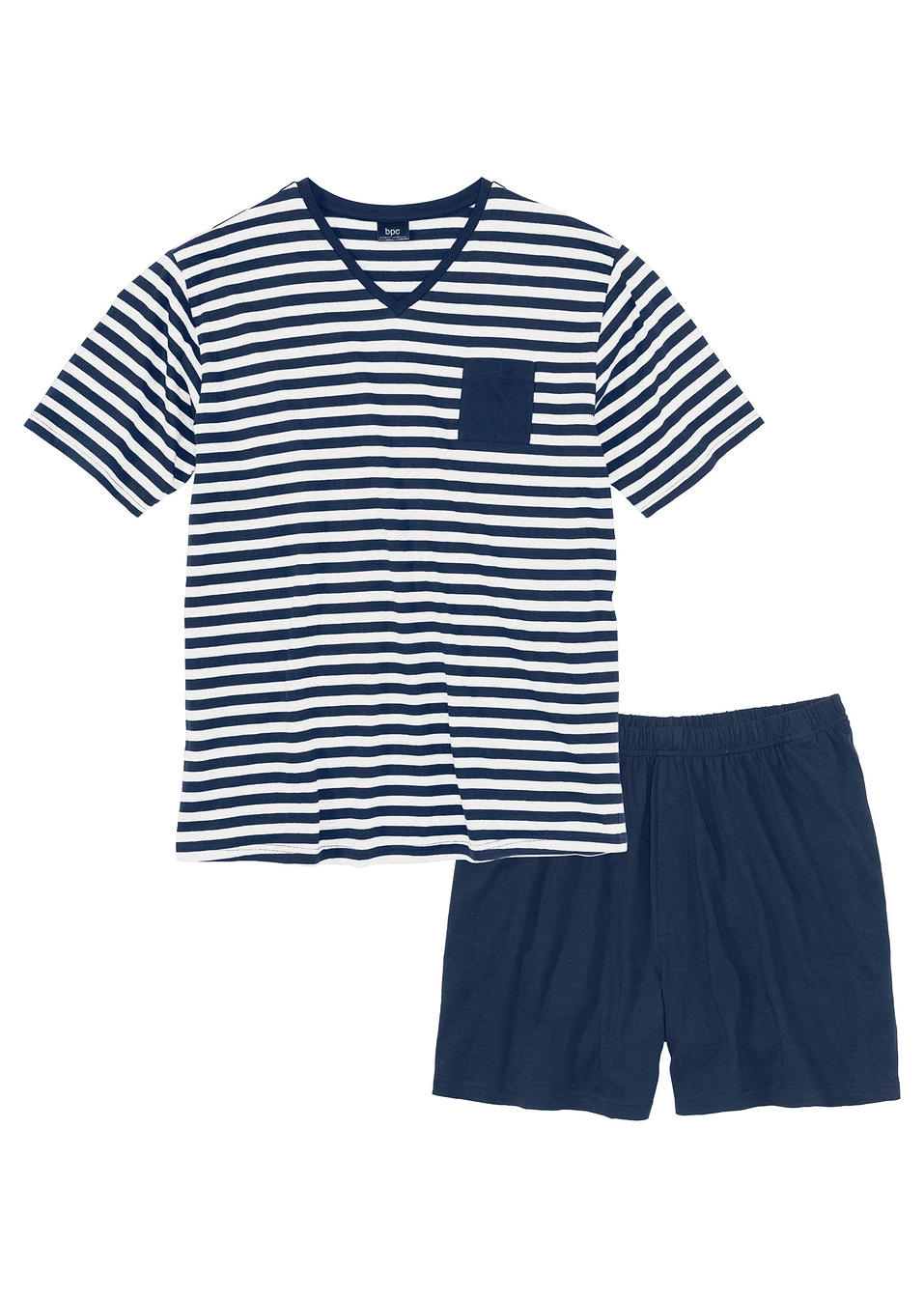 Κοντή πιτζάμα-Μπλε σκούρο/Λευκό ριγέ-bpc bonprix collection