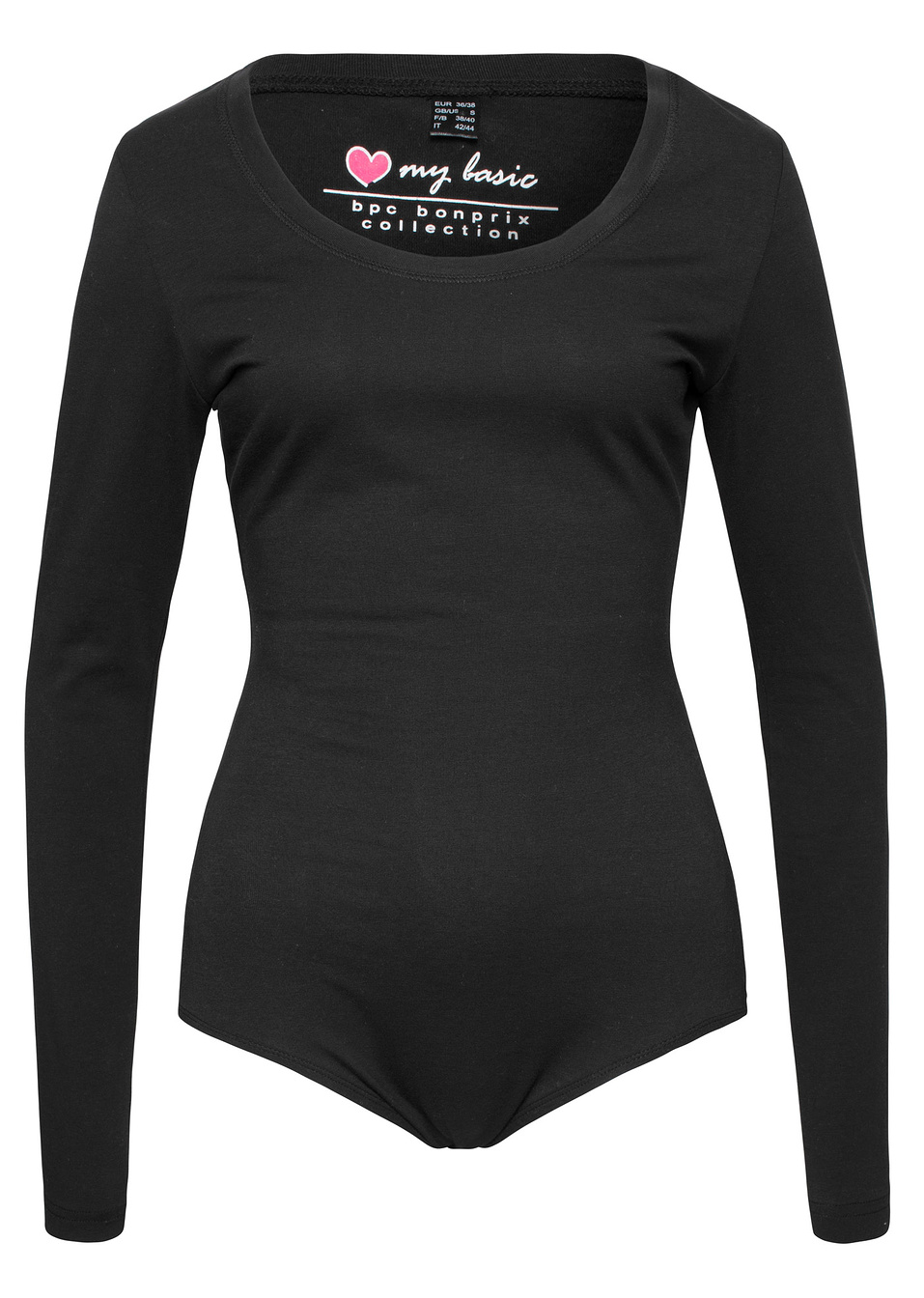 Ελαστικό μακρυμάνικο κορμάκι-Μαύρο-bpc bonprix collection