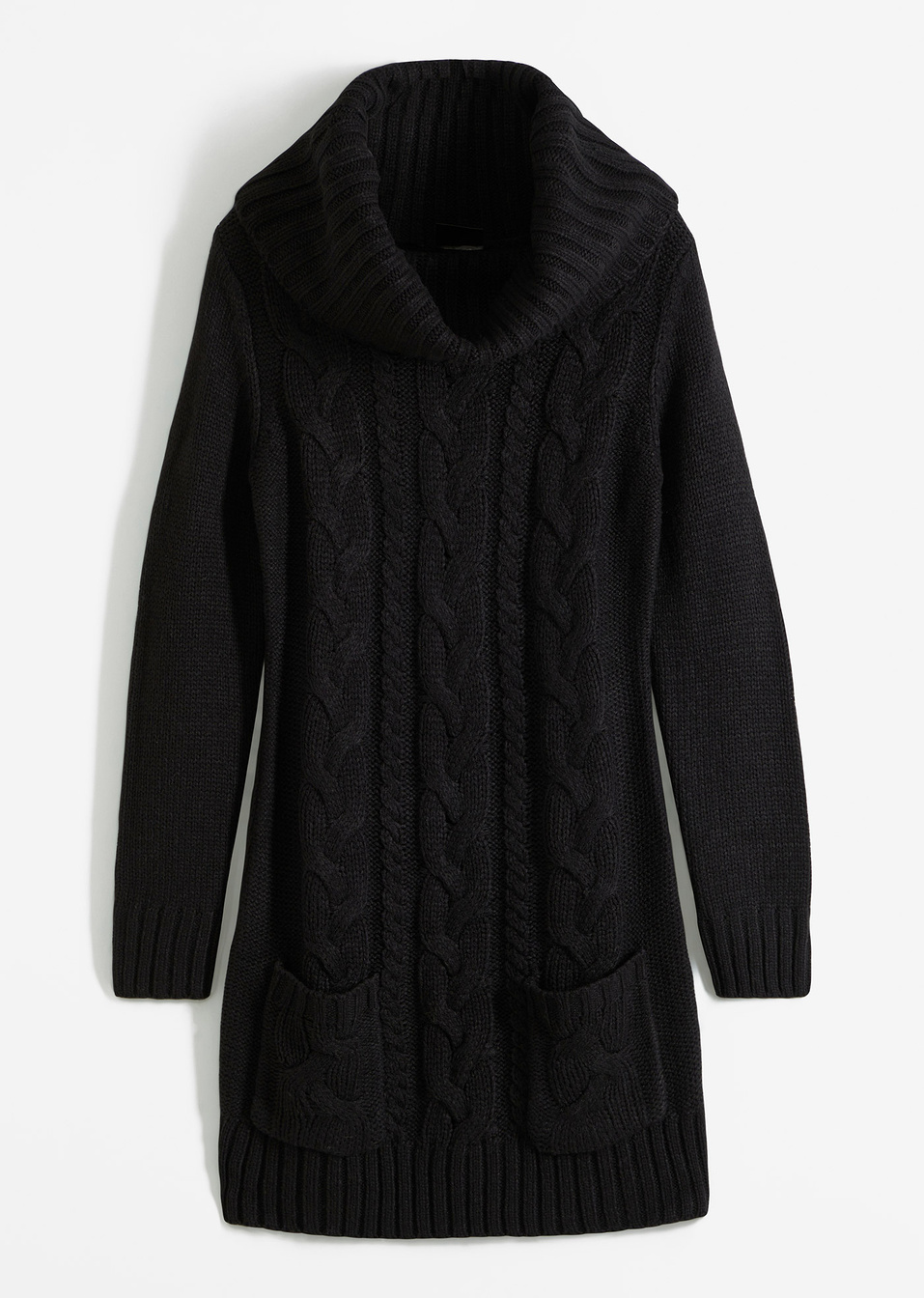 Πλεκτό φόρεμα με τσέπες-Μαύρο-bpc bonprix collection