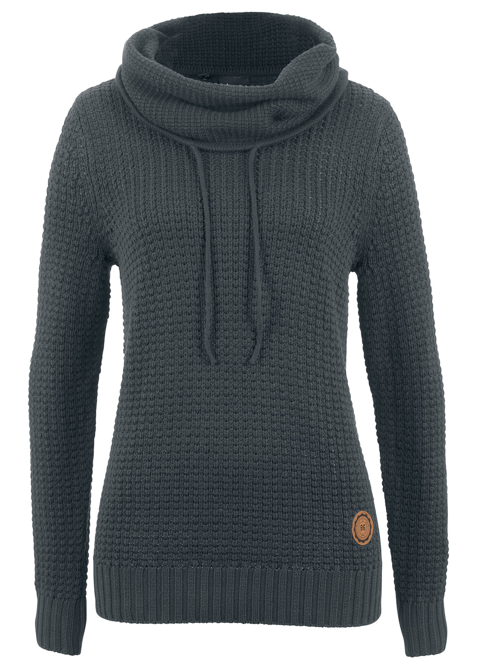 Πουλόβερ με ψηλό λαιμό και κορδόνι-Μαύρο-bpc bonprix collection