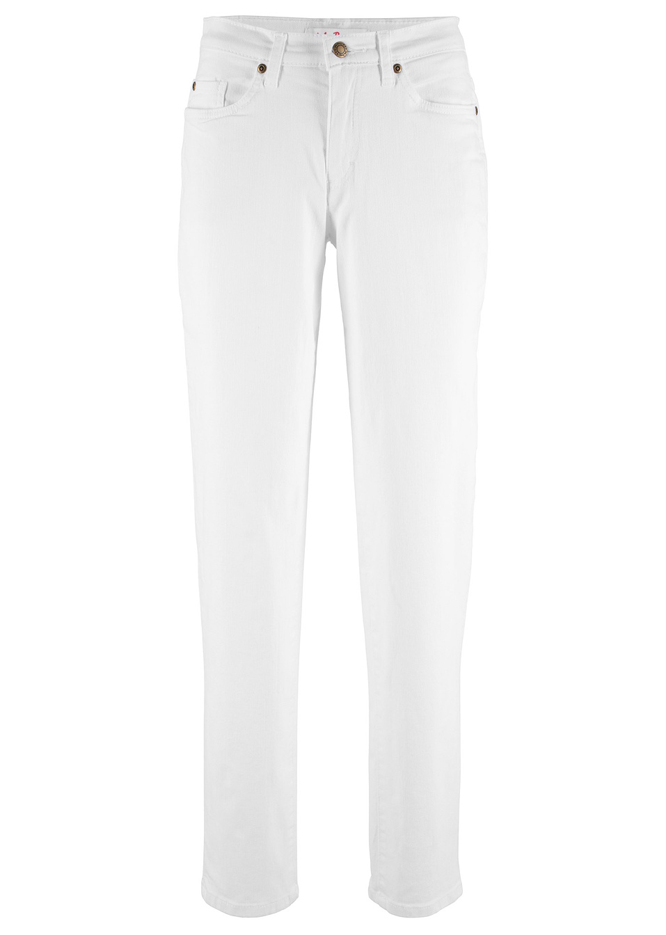 Дълги еластични дънки mom jeans, средна талия-Бяло-John Baner JEANSWEAR