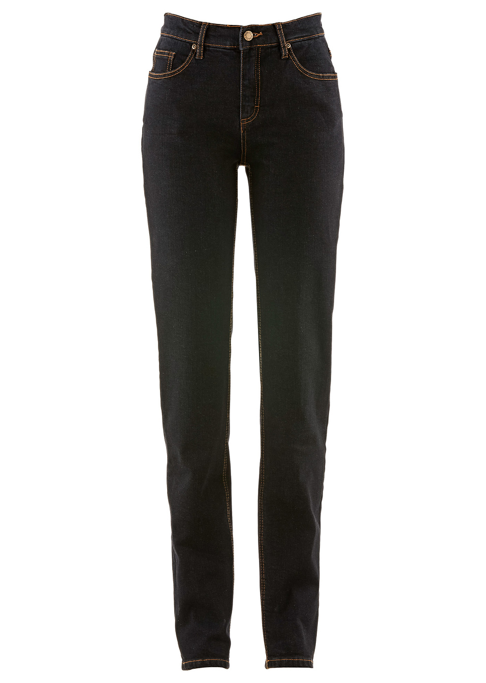 Дълги еластични дънки mom jeans, средна талия-Черно-John Baner JEANSWEAR