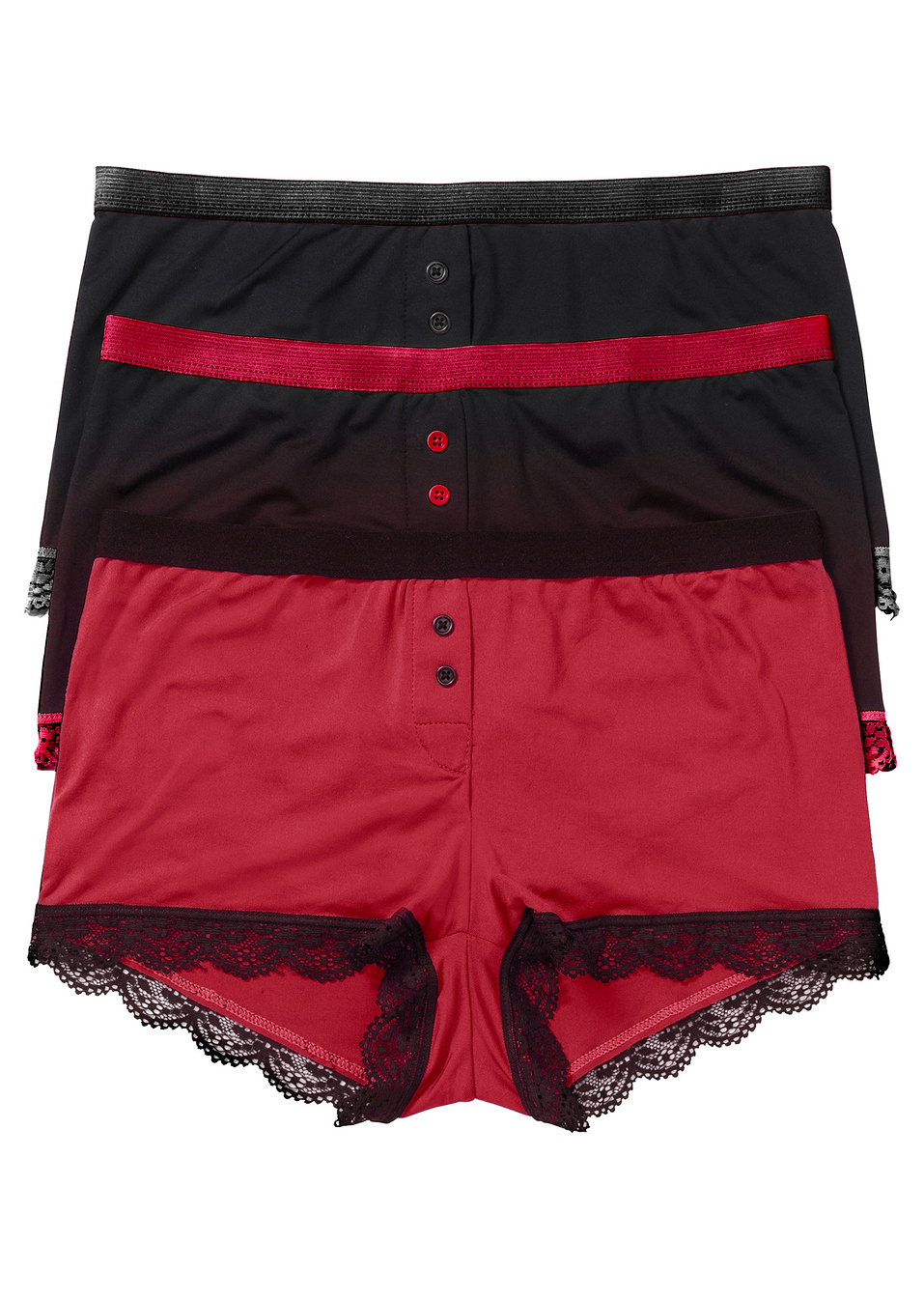 Μποξεράκι από μικροΐνες (συσκευασία των 3)-Μαύρο/Κόκκινο σκούρο-bpc bonprix collection