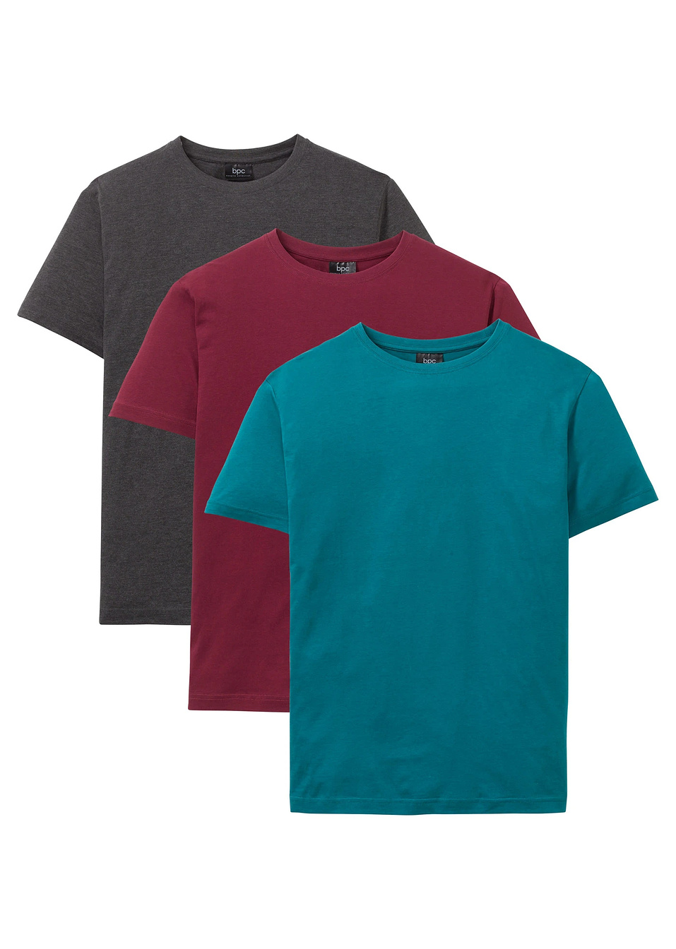 T-shirt (συσκευασία των 3)-Του κοβάλτιου + Του ροδόδεντρου + Ανθρακί μελανζέ-bpc bonprix collection