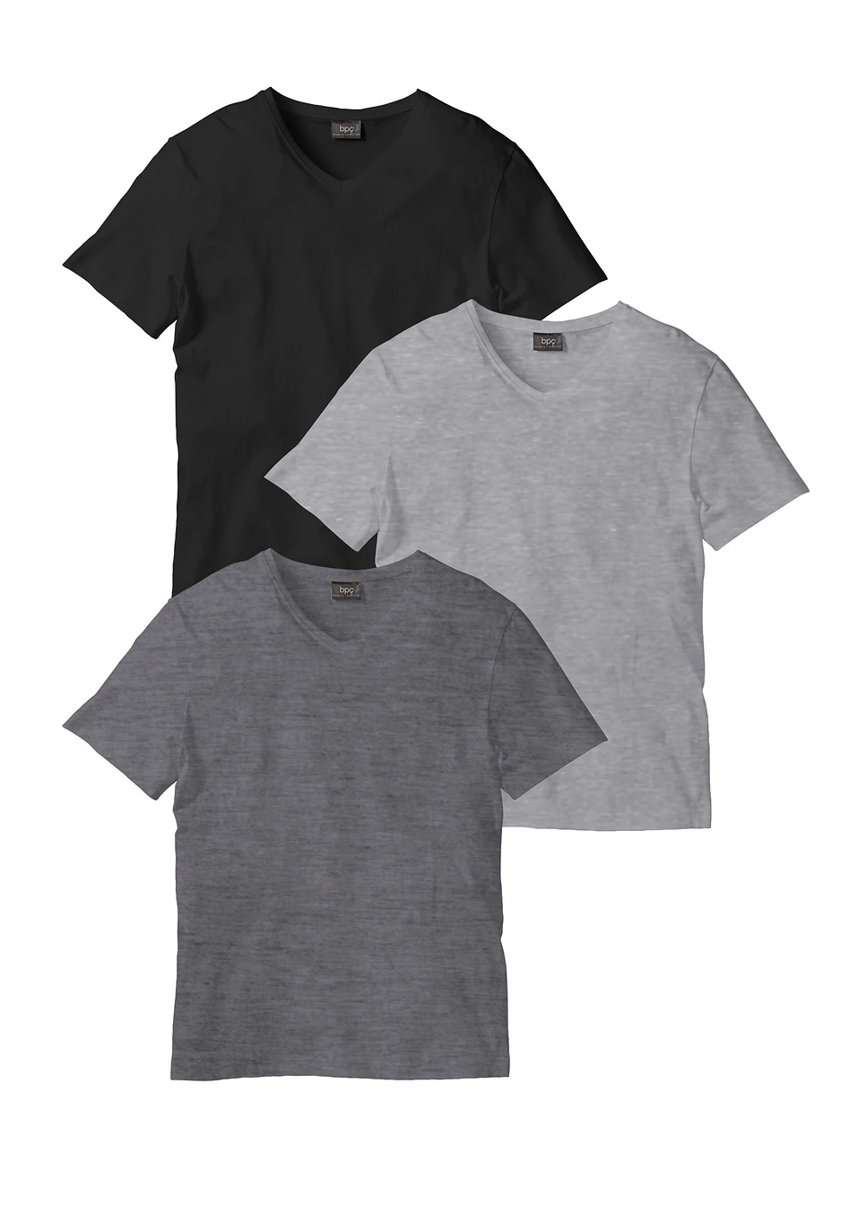 T-shirt (συσκευασία των 3)-Ανθρακί μελανζέ + Γκρι ανοιχτό μελανζέ + Μαύρο-bpc bonprix collection