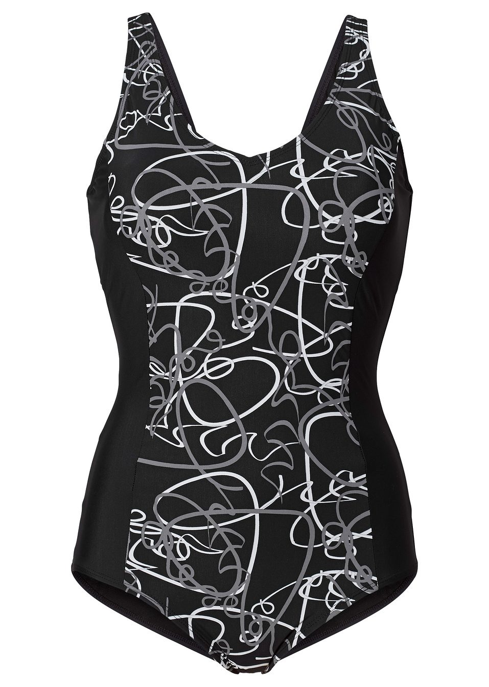 Ολόσωμο μαγιό που σμιλεύει-Μαύρο/Γκρι-bpc selection bonprix collection