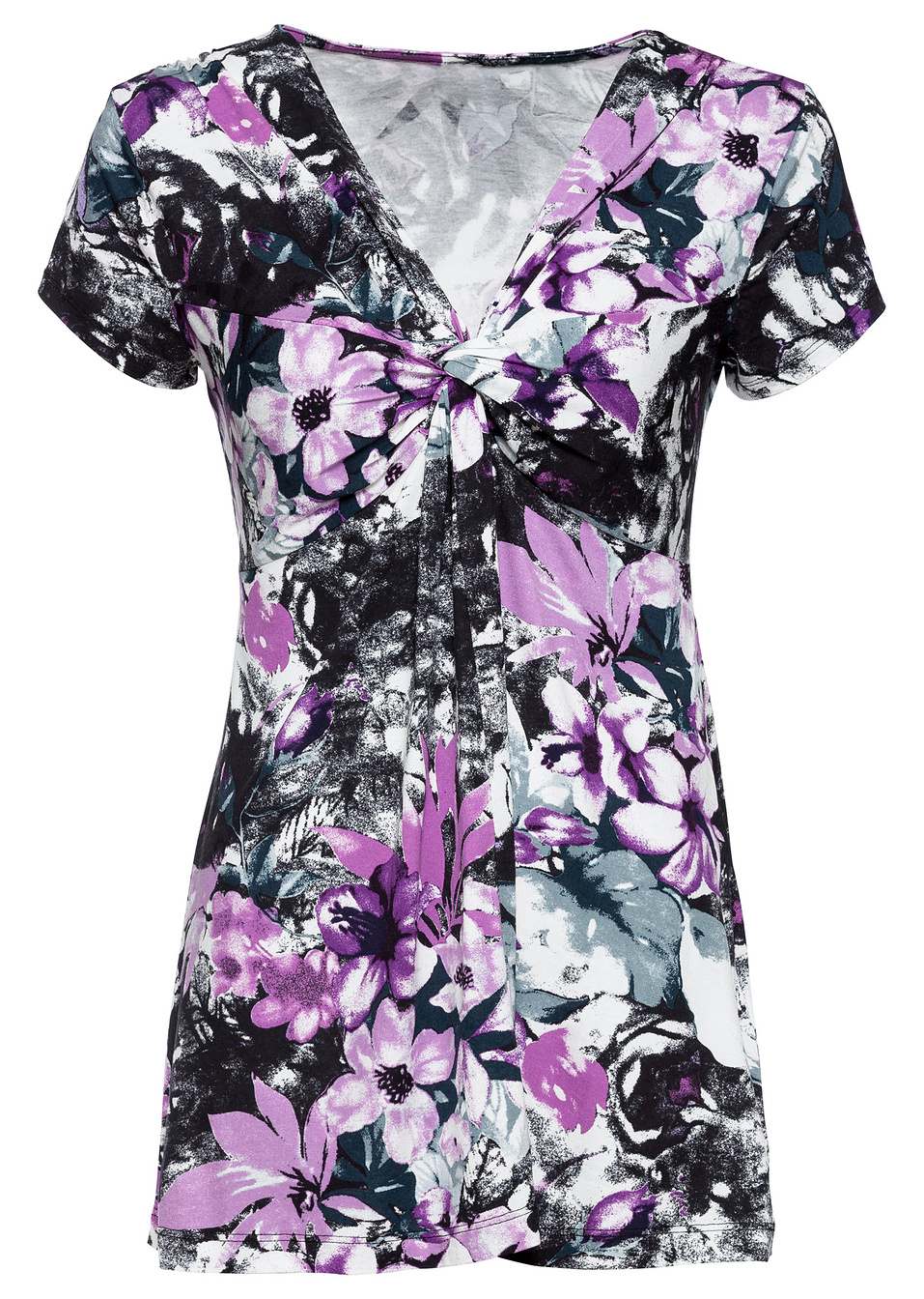 Блуза-Черно флорално-BODYFLIRT