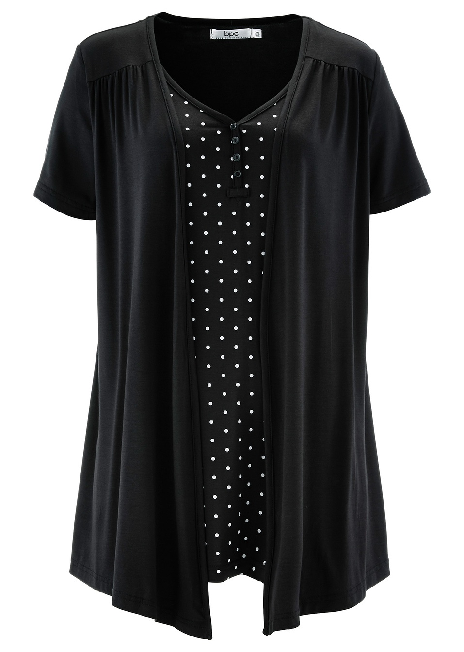 Μπλούζα 2 σε 1-Μαύρο/Λευκό πουά-bpc bonprix collection