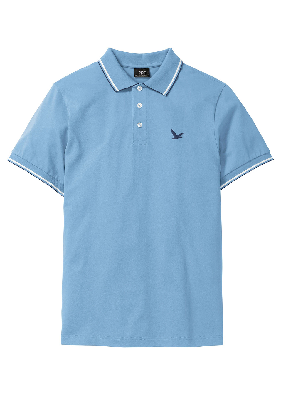 Блуза с къс ръкав и яка regular fit-Бледо синьо-bpc bonprix collection