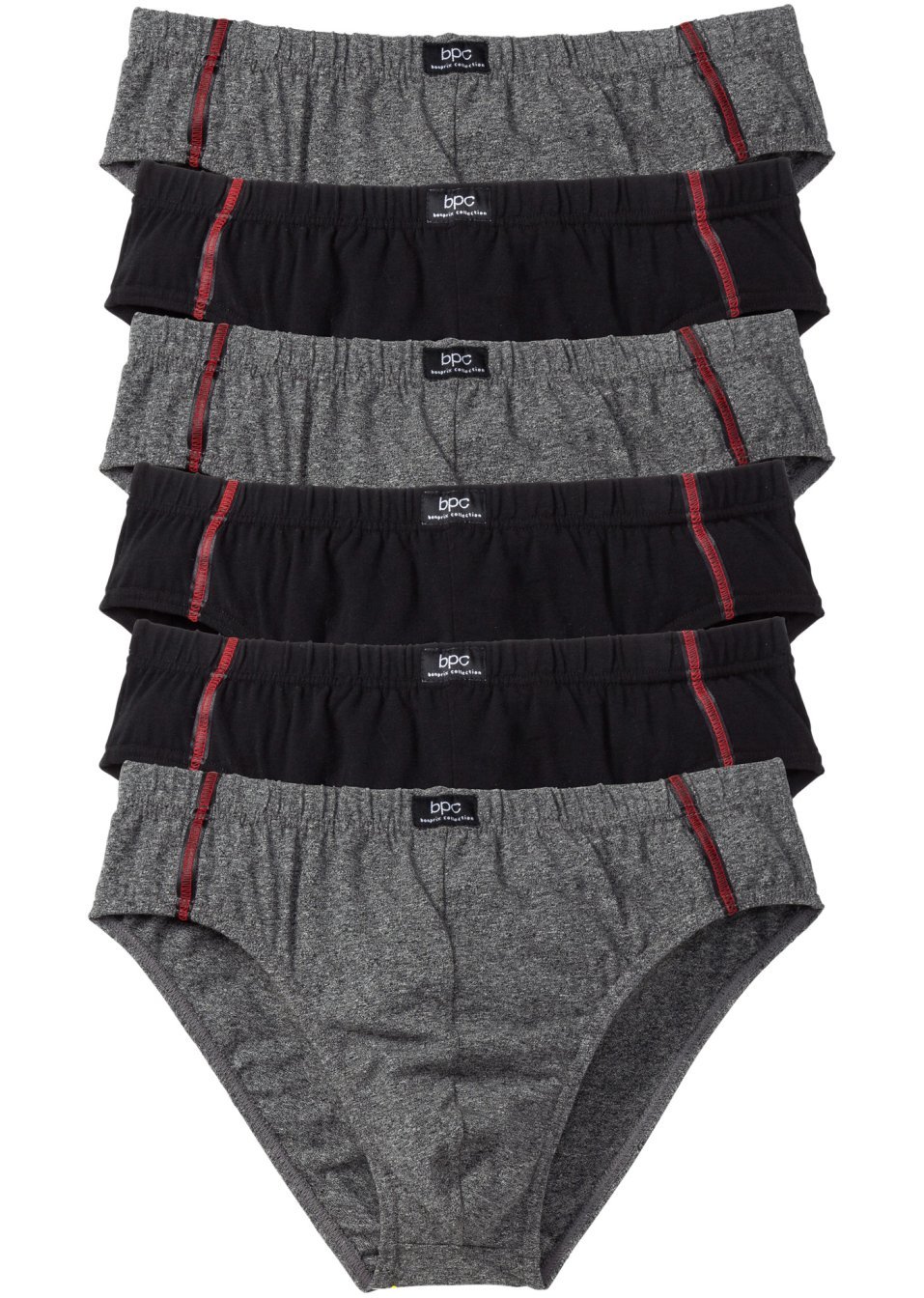Слипове с висока талия (опаковка с 5 бр.)-Сиво меланж/Черно-bpc bonprix collection