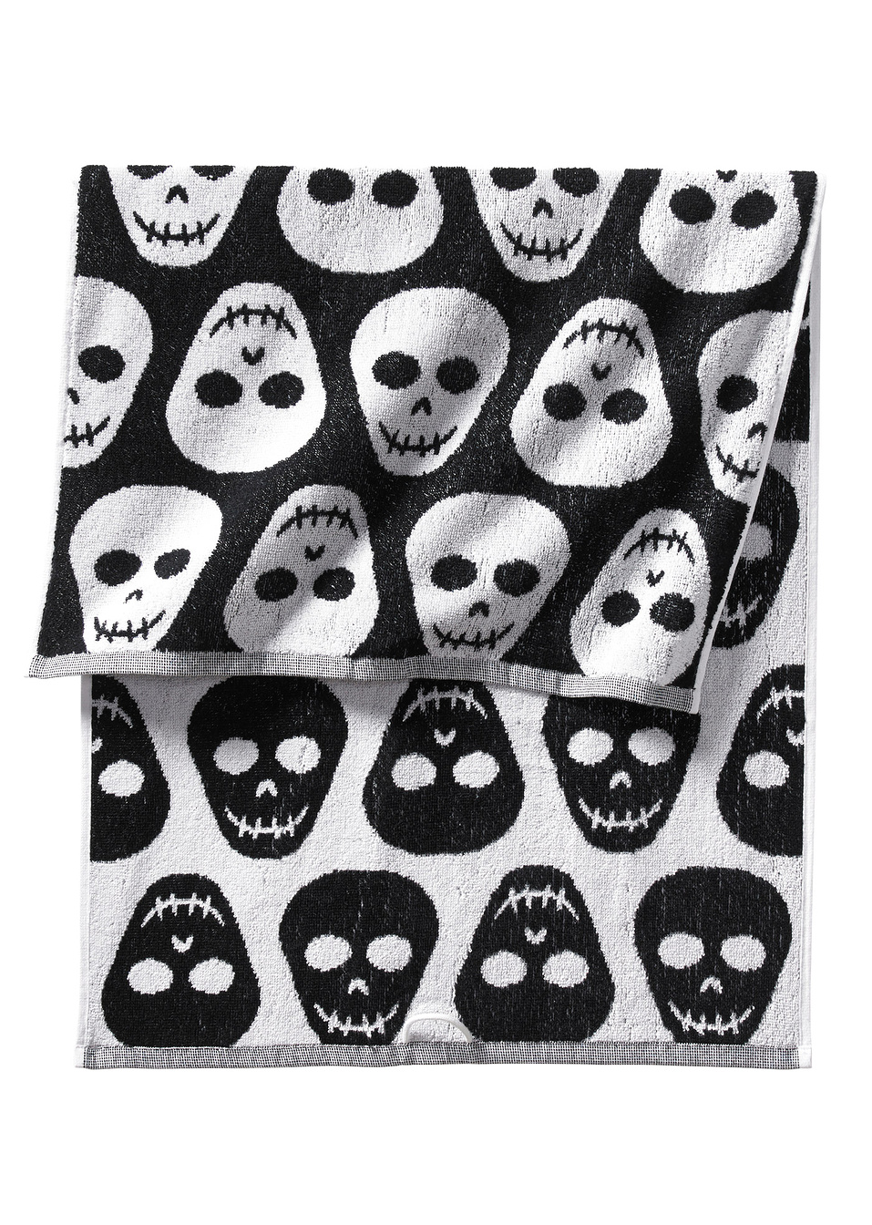 Πετσέτα με κρανία-Μαύρο/Λευκό-bpc living bonprix collection