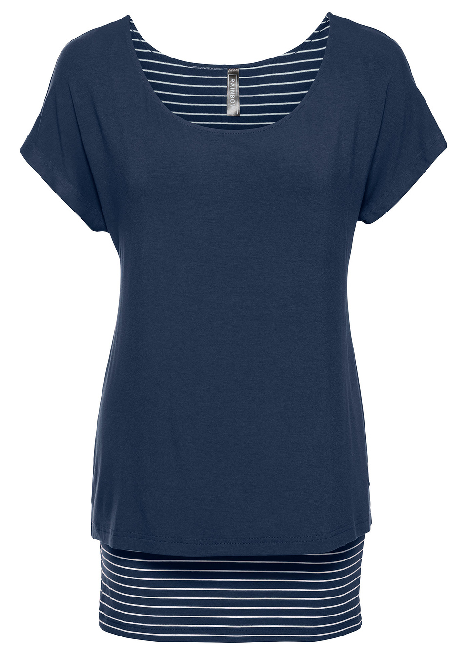 Блуза 2 в 1-Синьо тъмно/Бяло-RAINBOW