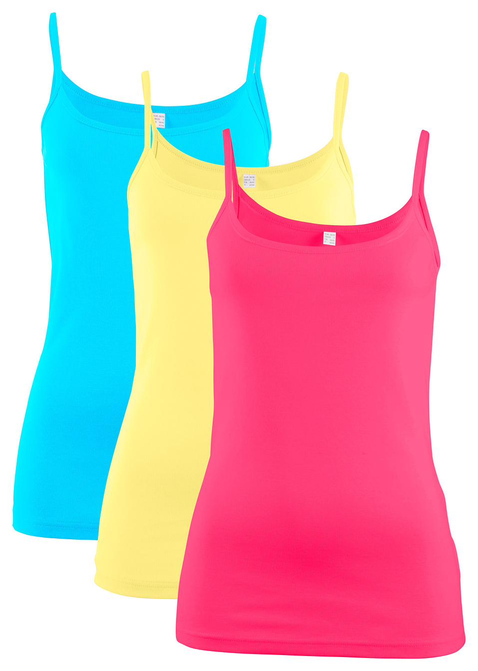Τοπ (συσκευασία των 3)-Κίτρινο λεμονί ανοιχτό + Φούξια σκούρο + Μπλε της Καραϊβικής-bpc bonprix collection