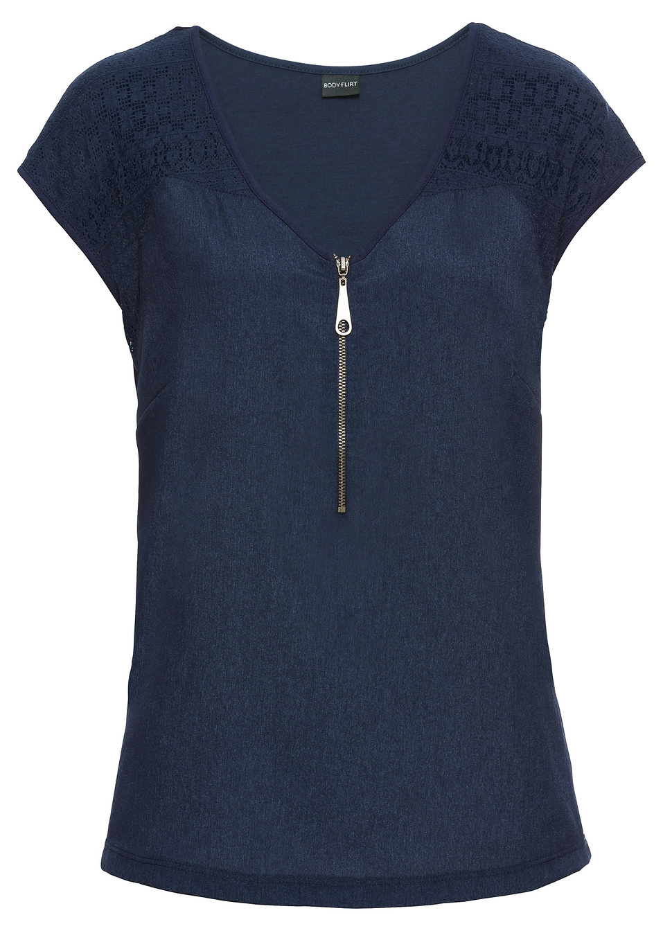 Μπλουζάκι με δαντέλα-Μπλε σκούρο-BODYFLIRT