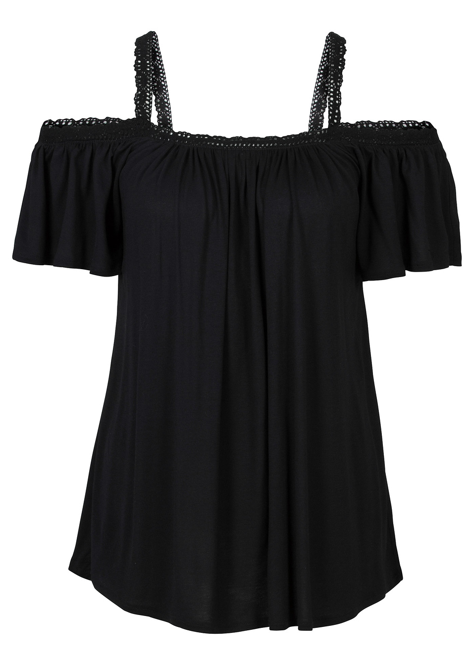 Блуза с дантела-Черно-RAINBOW