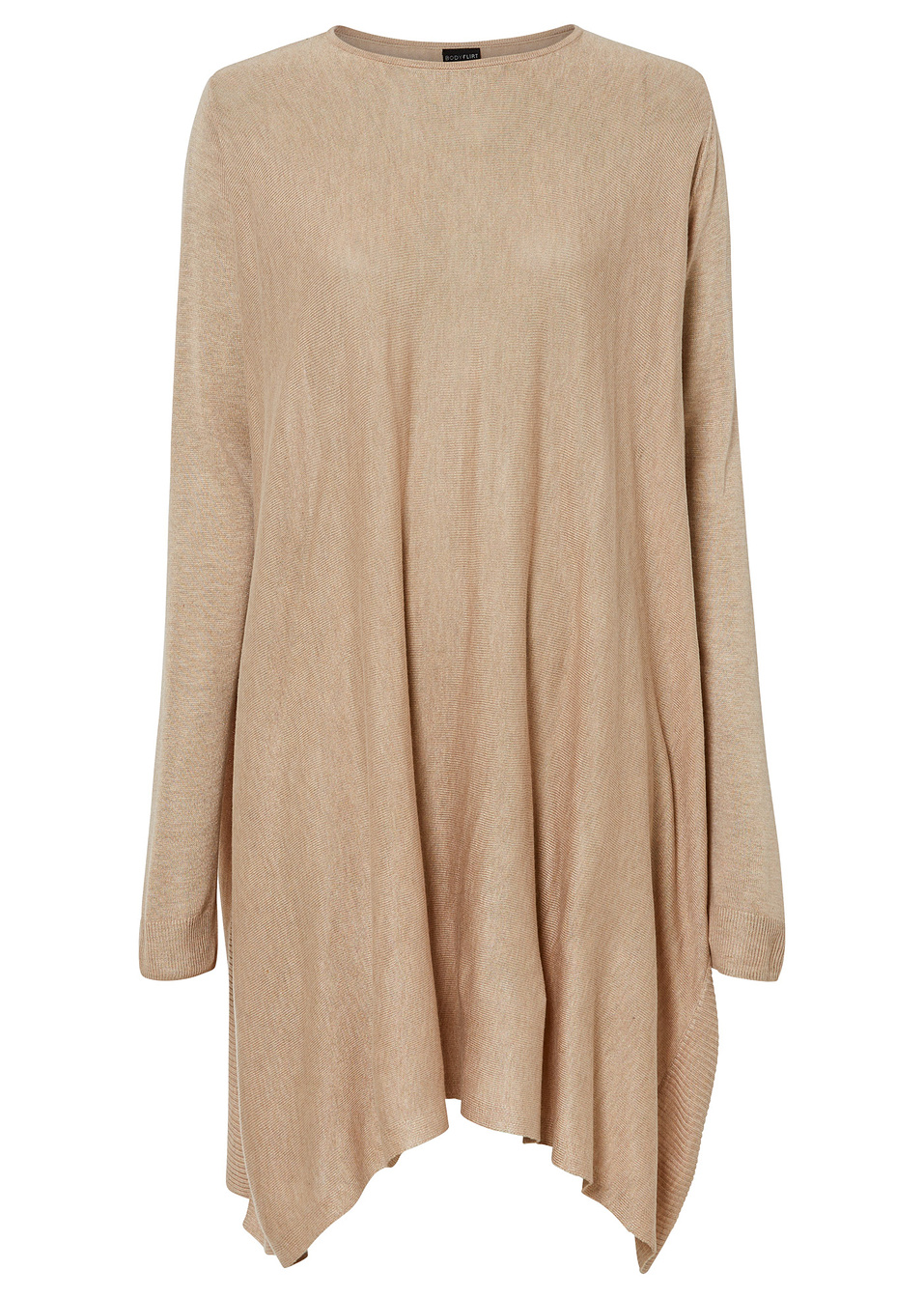 Μακρύ πουλόβερ-Μπεζ μελανζέ-BODYFLIRT