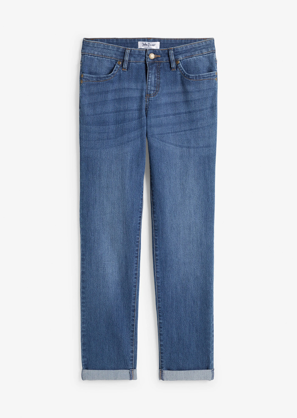 Ελαστικό τζιν STRAIGHT-Μπλε denim used-John Baner JEANSWEAR
