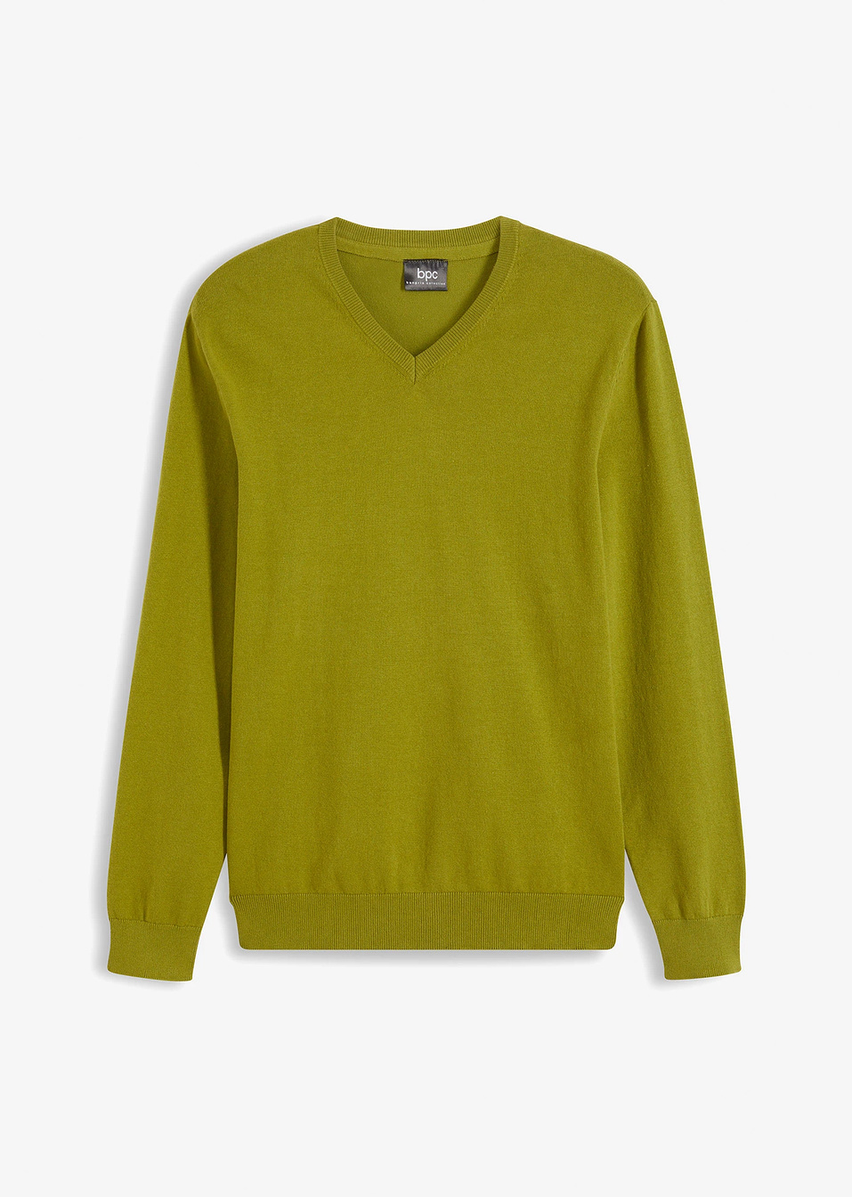 Пуловер с V-образно деколте regular fit-Зелен мъх-bpc selection bonprix collection