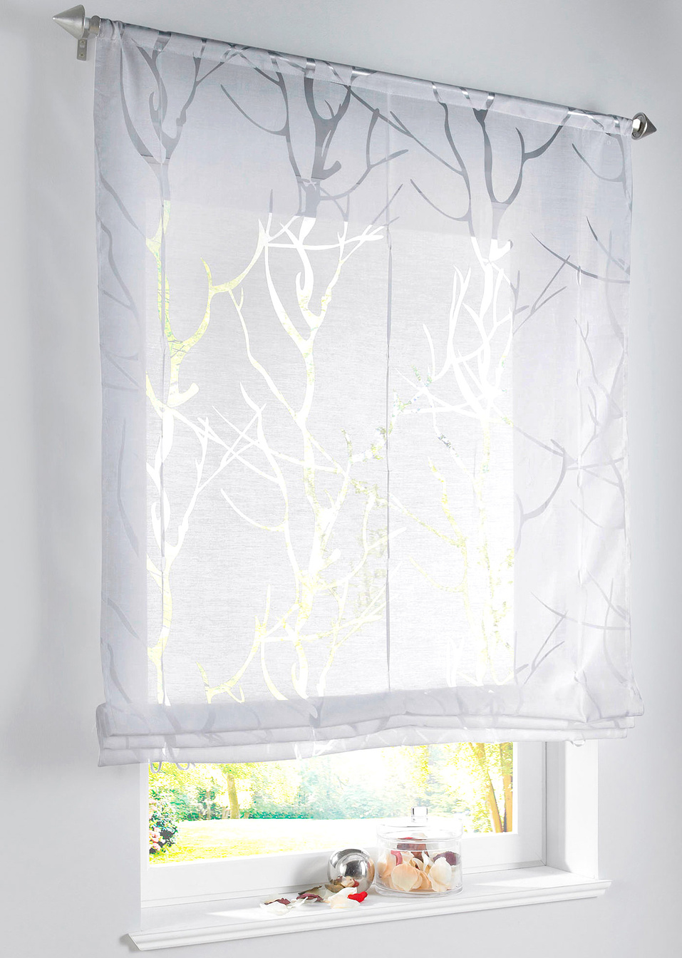 Римска завеса деворе с връзки (опаковка с 1 бр.)-Бяло-bpc living bonprix collection