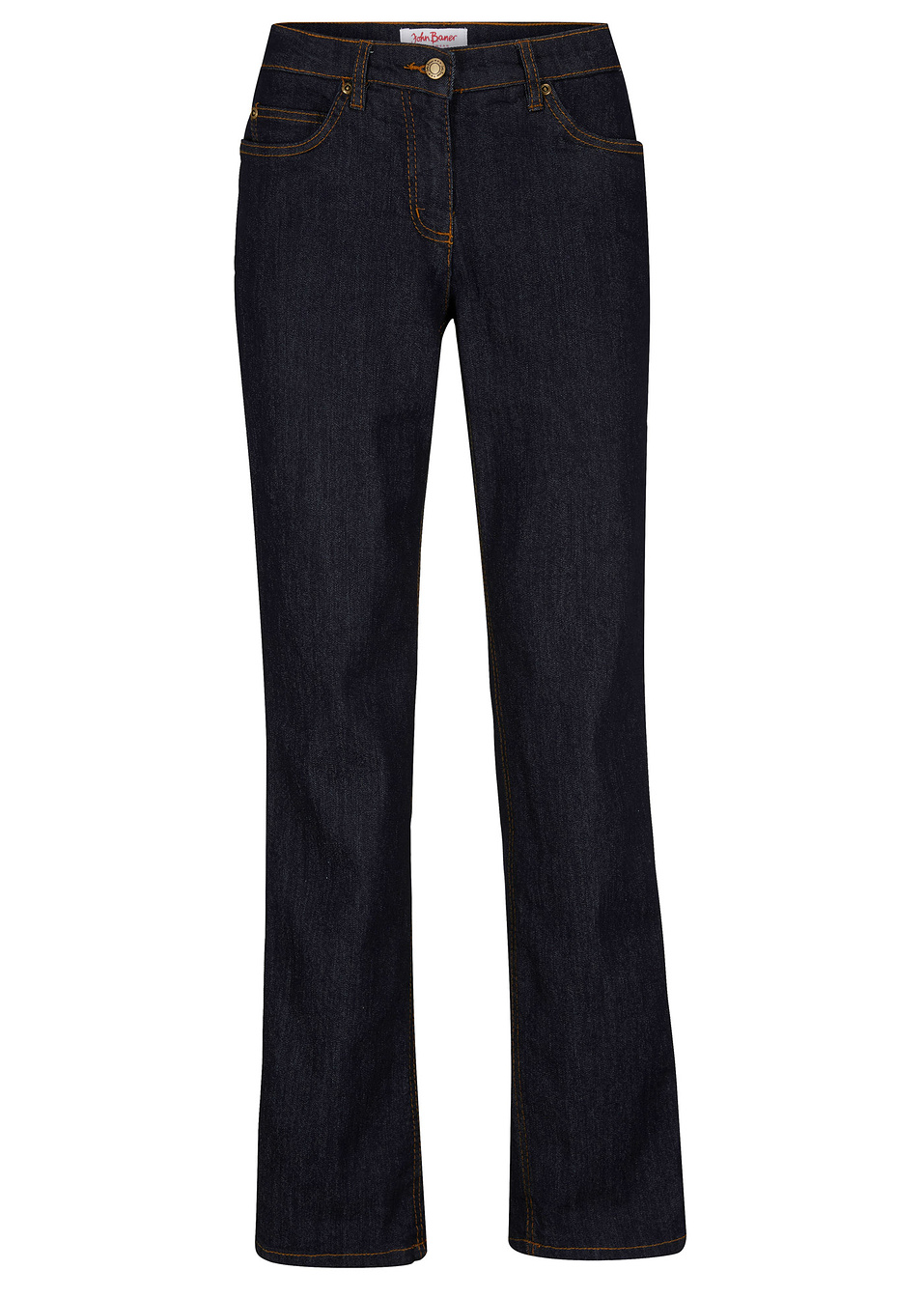 Ψηλόμεσο ελαστικό τζιν, straight-Μπλε σκούρο denim-John Baner JEANSWEAR