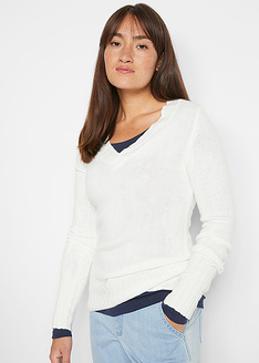 Пуловер с V-образно деколте-bpc bonprix collection