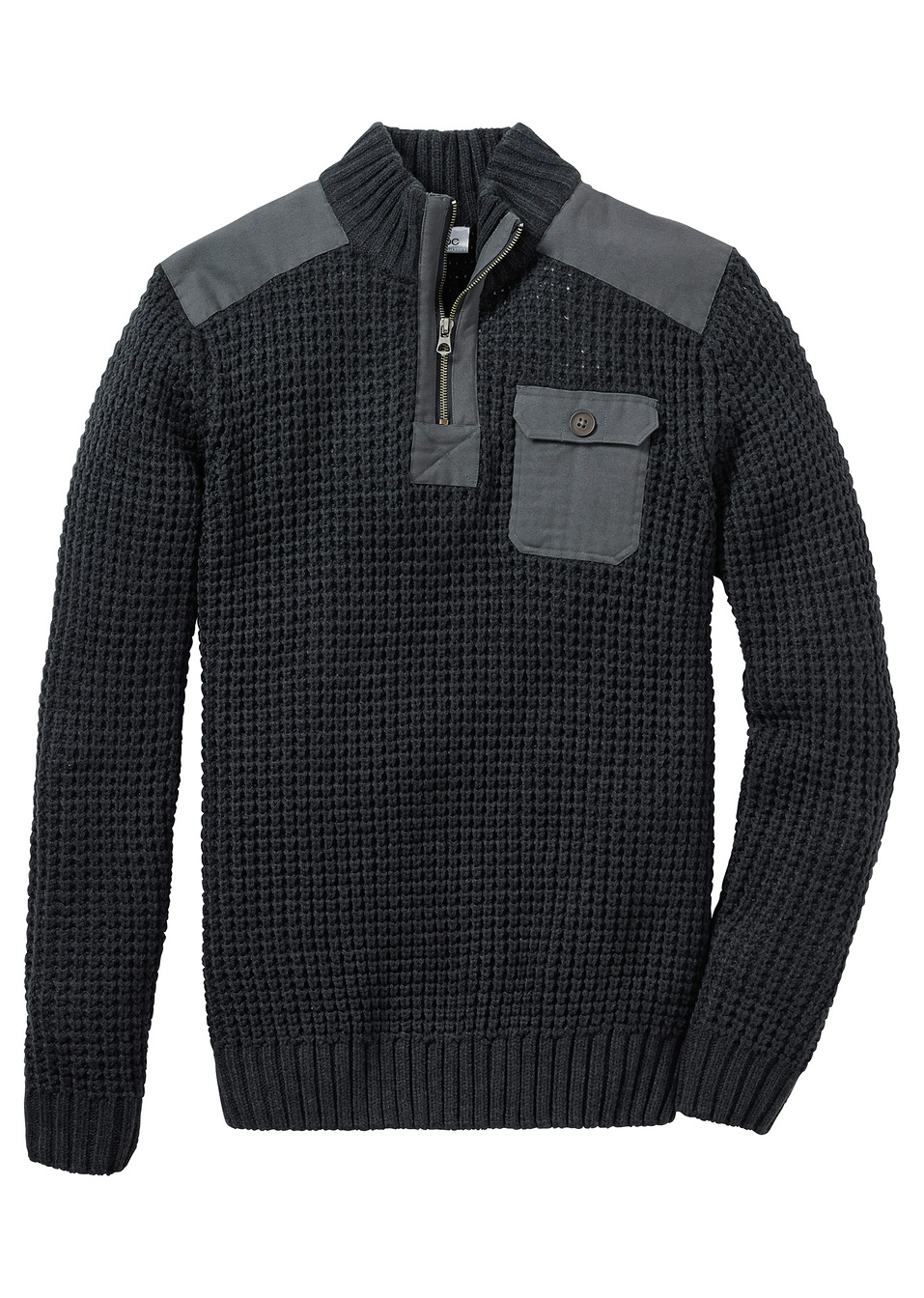 Πουλόβερ regular fit-Ανθρακί μελανζέ-John Baner JEANSWEAR