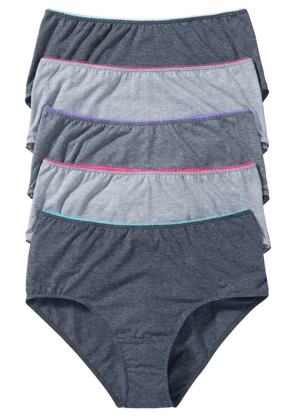 Ψηλόμεσο σλιπ (συσκευασία των 5)-Γκρι ανοιχτό/Γκρι/Ανθρακί μελανζέ-bpc bonprix collection