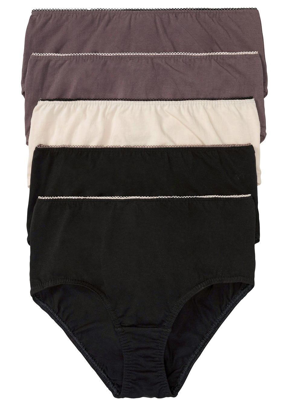 Ψηλόμεσο σλιπ (συσκευασία των 5)-Μαύρο/Του μούρου του καπνού/Της άμμου-bpc bonprix collection